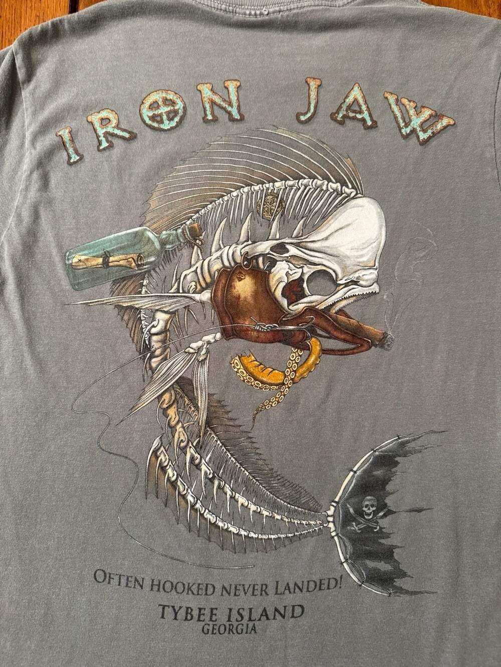 Comfort Colors Sea Dog Iron Jaw Tybee Island Georgia Gray T-Shirt Size S